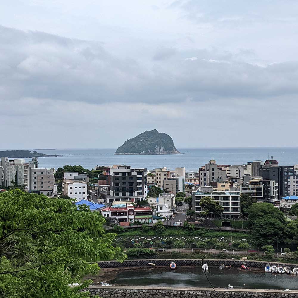 Flying from Busan to Jeju Island, South Korea